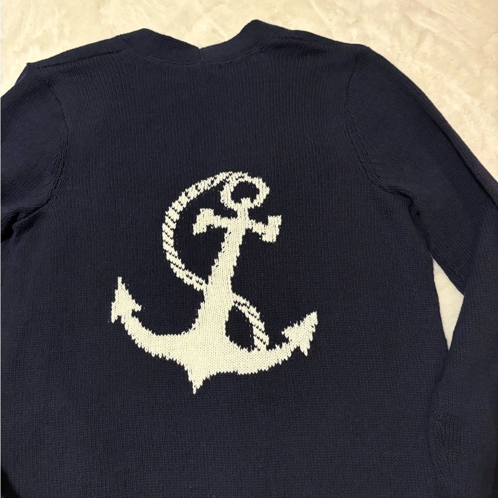 J. Jill Navy Anchor Cardigan sze small beach nautical - Picture 3 of 10